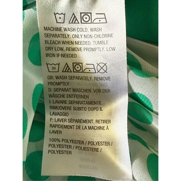 Susan Graver Blouse  Woman Kelly Green Polka Dot Semi Sheer Button Up Tunic SZ 2 - Picture 9 of 9